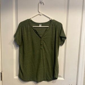 Loose V-necklace linen top women medium size